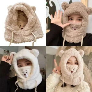 Fashion Cute Winter Warm Earflap Earmuff Beanies Caps Bear Ear Hat Windproof Caps