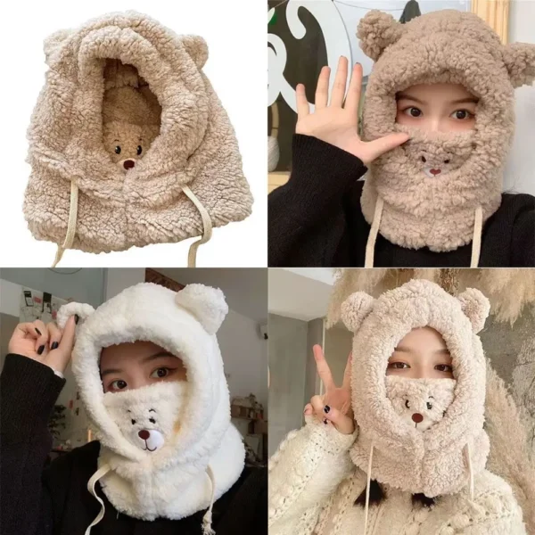 Fashion Cute Winter Warm Earflap Earmuff Beanies Caps Bear Ear Hat Windproof Caps
