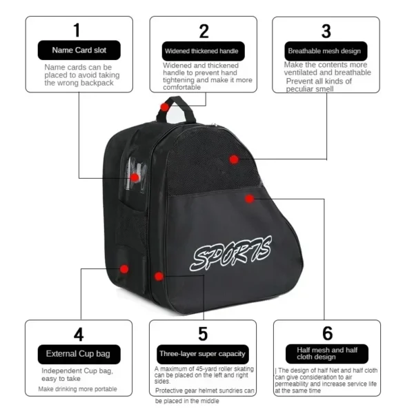 Nordicool GlidePro Skate & Gear Bag – 3-Compartment Storage for Ice & Roller Skates - Image 6